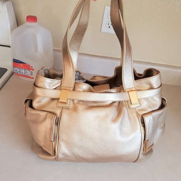 Rare Michael Kors Gold Leather Shoulder Bag Purse - Picture 3 of 13